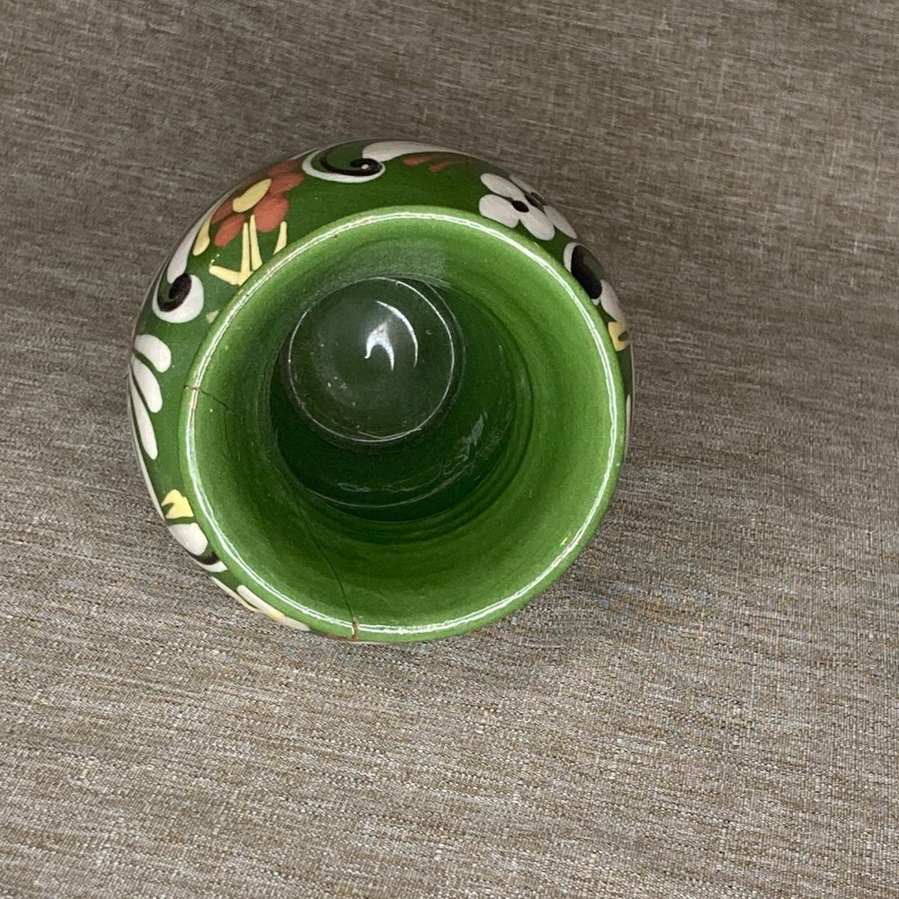 GREEN FLOWER VASE WITH FLORAL DESIGN MADE IN HUNGARY - Picture 4 of 8